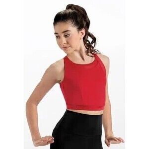 Balera Dancewear Womens Racerback Spandex Crop Top Size XS Red SH13242 Costume